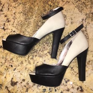 Pink and Pepper Shoes—Black and Off White Heels